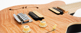 Music Man Axis Super Sport HH Semi-Hollow STD - Natural Gloss Quilt - Maple Matching Headstock - No Pickguard