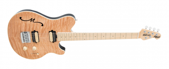 Music Man Axis Super Sport Semi Hollow HH Trem - Natural Gloss Quilt - Rosewood Matching Headstock - No Pickguard Фото 2