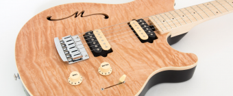 Music Man Axis Super Sport Semi Hollow HH Trem - Natural Gloss Quilt - Rosewood Matching Headstock - No Pickguard Фото 6