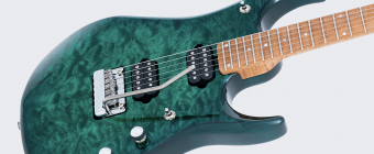 Music Man JP15 - Trans Black Quilt - Figured Roasted Maple - No Pickguard Фото 8