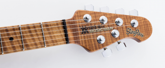 Music Man StingRay Guitar HH Trem - Vintage Turquoise - Figured Roasted Maple/Maple - Parchment Фото 7