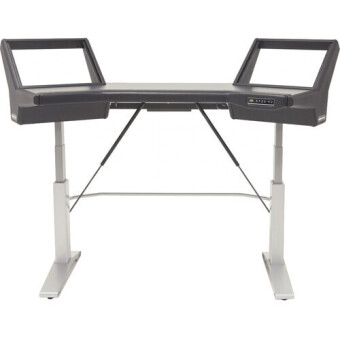 Argosy Halo-E2-H-B-M-S Halo Height Adjustable Desk, w/Mahogany Desk, Black End Panels, Silver Legs Фото 4