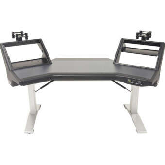 Argosy Halo-E2-L-H-B-T-S Halo Height Adjustable Plus, 2 rack shelves, & Pair 160 Speaker Platforms, Black top