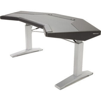 Argosy Halo-G-E-B-T-S Halo G Height Adjustable Desk, w/Black Desktop, Black End Panels, Silver Legs