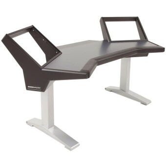 Argosy Halo-H-B-T-S Halo Desk w/Black End Panels,Black Surface, and Silver Legs