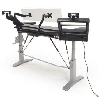 Argosy Halo-K88-E2-XC-B-M-S Halo K88 Height Adj Mahogany Ultimate - Halo K88.E2, 2 Shelves, Pr 160 SpkrPlatform, KybdTray,2)D8 MonArms,CPU Shelf Фото 2