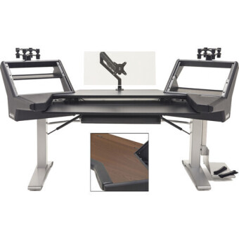 Argosy Halo-K-E2-XC-B-M-S Halo K Height Adj Ultimate-HaloK Mah,2Shelves,Pr 160 SpkrPlatform,KybdTray,D8 MonitorArm, CPU Shelf