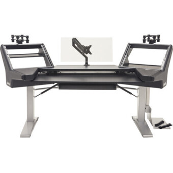 Argosy Halo-K-E2-XC-B-S Halo K Height Adj Ultimate-HaloK,2Shelves,Pr 160 SpkrPlatform,KybdTray,D8 MonitorArm, CPU Shelf