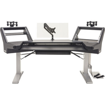 Argosy Halo-K-E2-XC-B-T-S Halo KE Ultimate,2Shelves,160 Spkr Platforms,KybdTray,D8 Mon. Arm,CPU Shelf,w/Black Top&Silver Legs