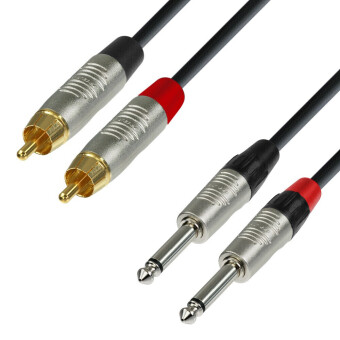 Adam Hall Cables K4 TPC 0150 - Audio Cable REAN 2 x RCA male to 2 x 6.3 mm Jack mono 1.5 m