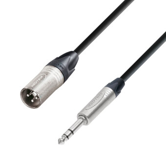 Adam Hall Cables K5 BMV 0300 - Microphone Cable Neutrik XLR male to 6.3 mm Jack stereo 3 m