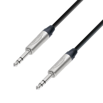 Adam Hall Cables K5 BVV 0100 - Microphone Cable Neutrik 6.3 mm Jack stereo to 6.3 mm Jack stereo 1 m