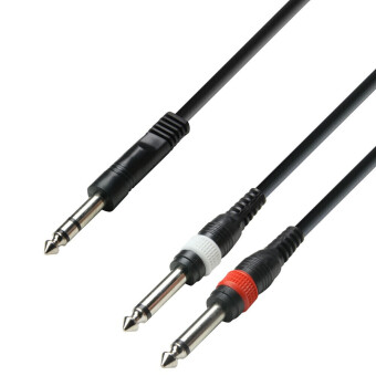 Adam Hall Cables K3 YVPP 0100 - Audio Cable 6.3 mm Jack stereo to 2 x 6.3 mm Jack mono 1 m
